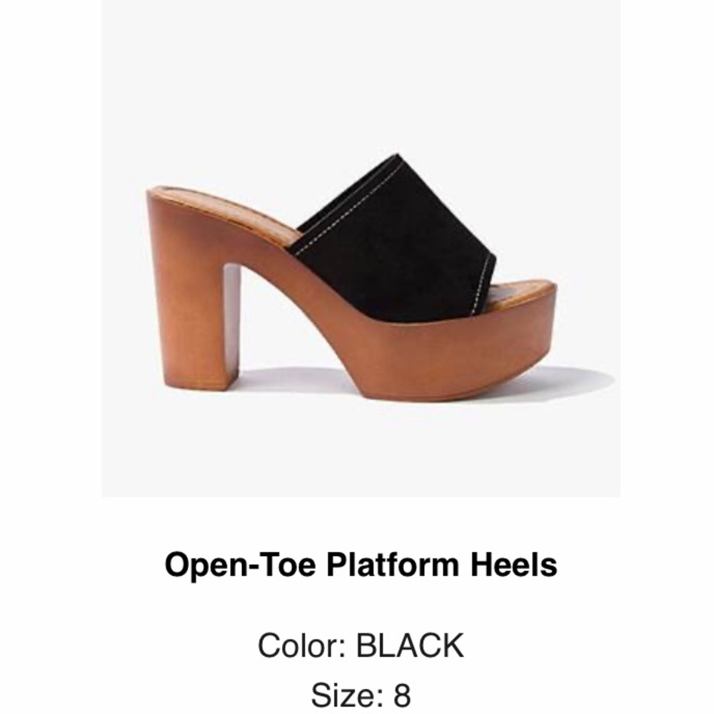 Open Toe Platform Black Heels